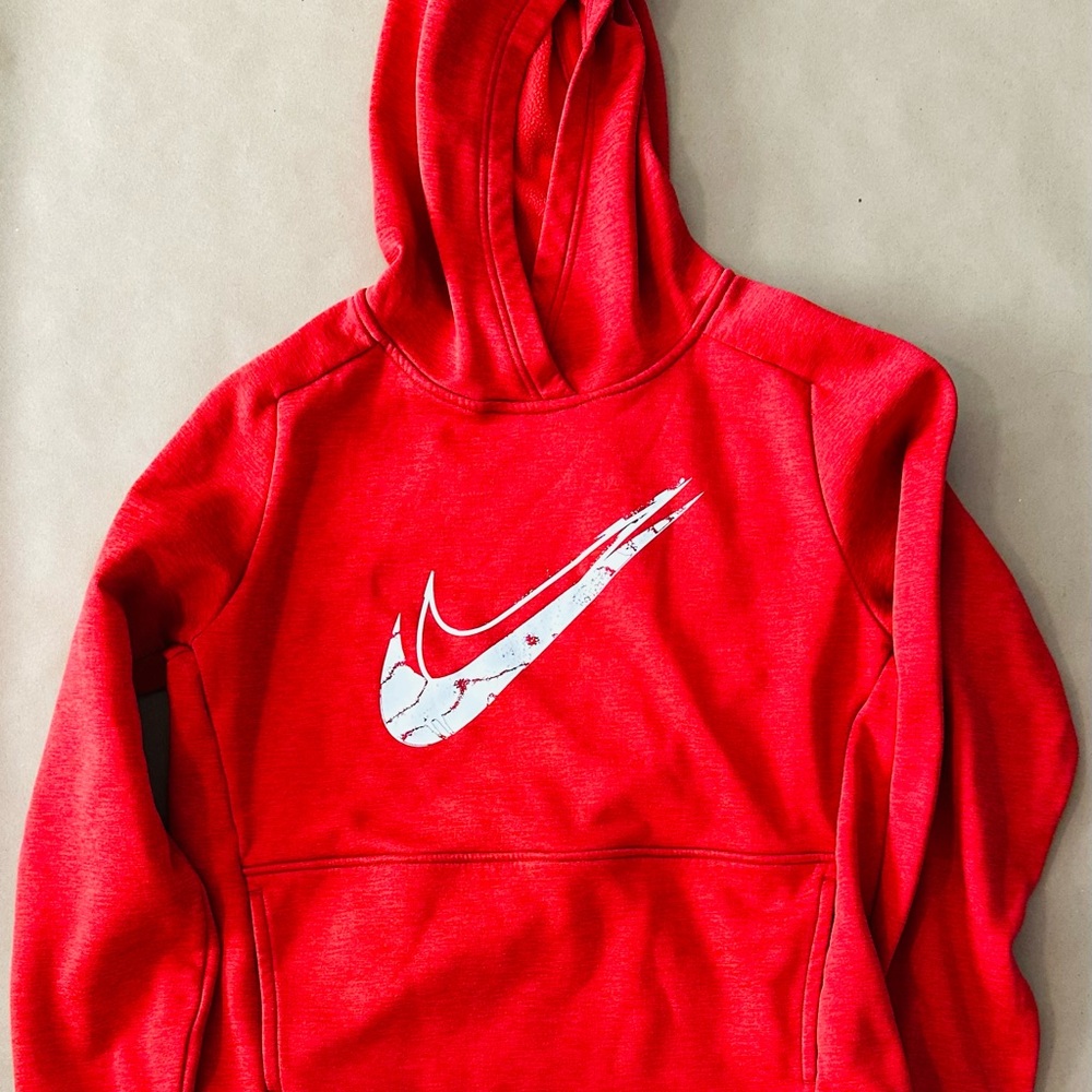 Nike Red Hoodie with White Swoosh